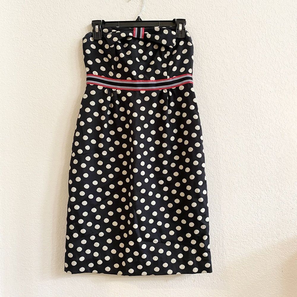 Anthropologie Maeve womens size 4 Dress Polka Dot Zipper Halter Bow Lined
